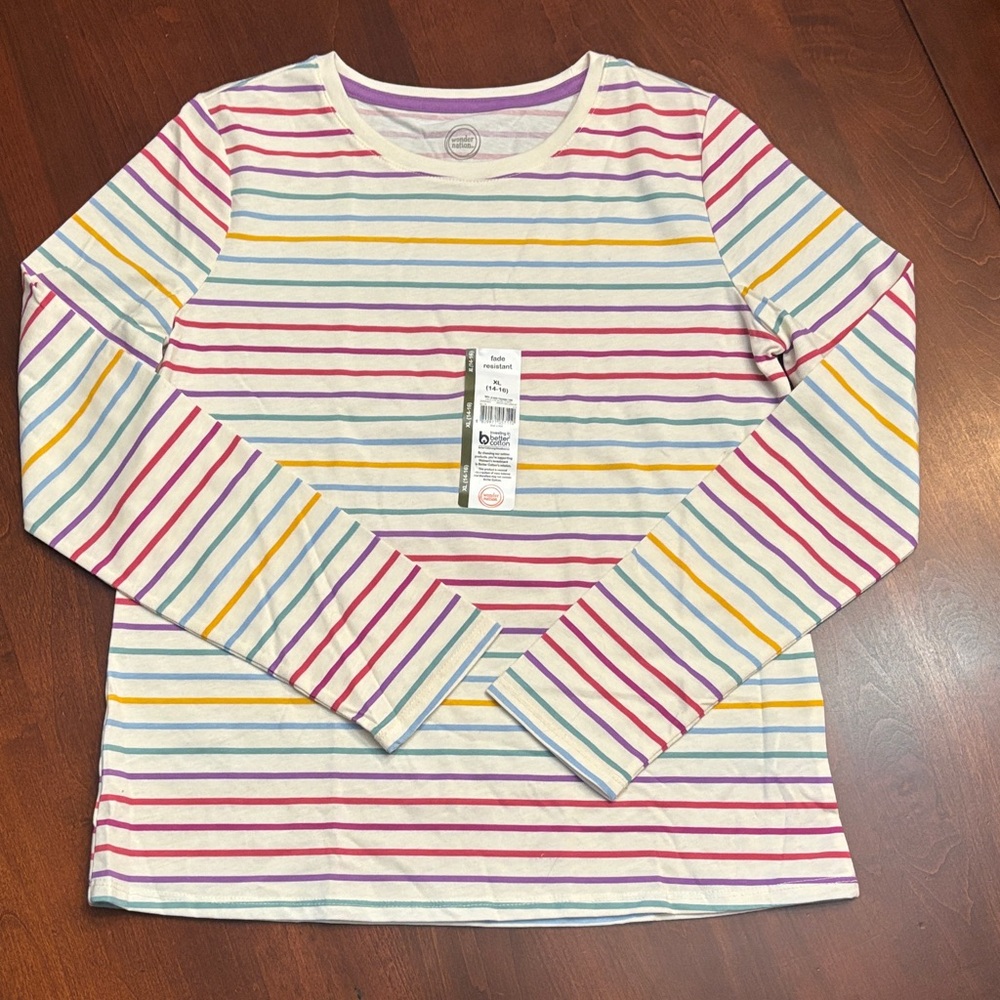 Wonder Nation Multicolor Striped Long Sleeve Tee